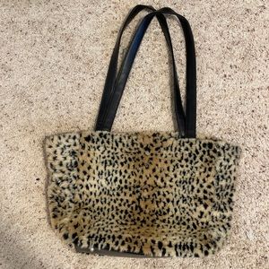 Furry Leopard Print Tote Bag
